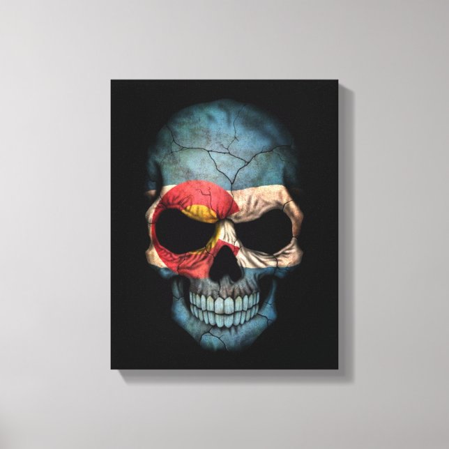 Colorado Flagga Skull på Black Canvastryck (Framsida)