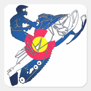 Colorado flagga snowmobile square-klistermärken fyrkantigt klistermärke