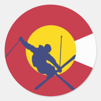 Colorado Flagga Sticker - Skier - Järn Kor Runt Klistermärke