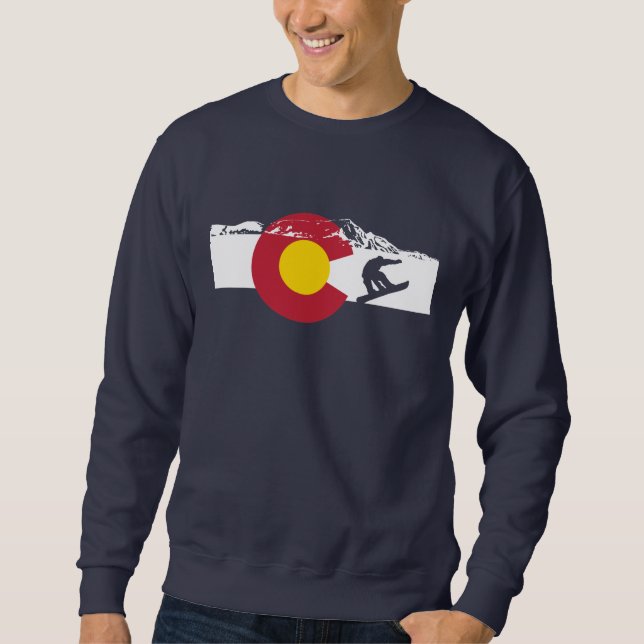 Colorado Flagga T-Shirt - Snowboarder - Snowboard Lång Ärmad Tröja (Framsida)