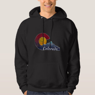 Colorado Flagga Thated Mountain Scenery Colorado Hoodie