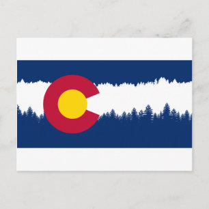 Colorado Flagga Treeline Silhouette Vykort