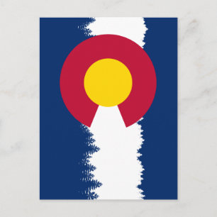 Colorado Flagga Treeline Silhouette Vykort