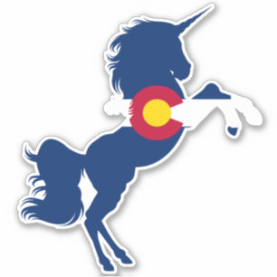 Colorado Flagga Unicorn Sticker Klistermärken
