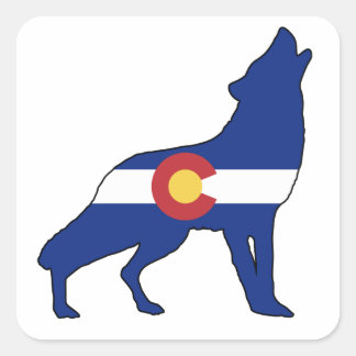 Colorado Flagga Varg Fyrkantigt Klistermärke