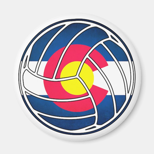 Colorado flagga volleyball round magnet (Framsidan)