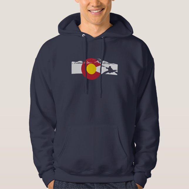 Colorado flaggaT-tröja - kajak - Kayaking Hoodie (Framsida)