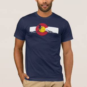 Colorado flaggaT-tröja - Skier - rocky mountains T-shirt
