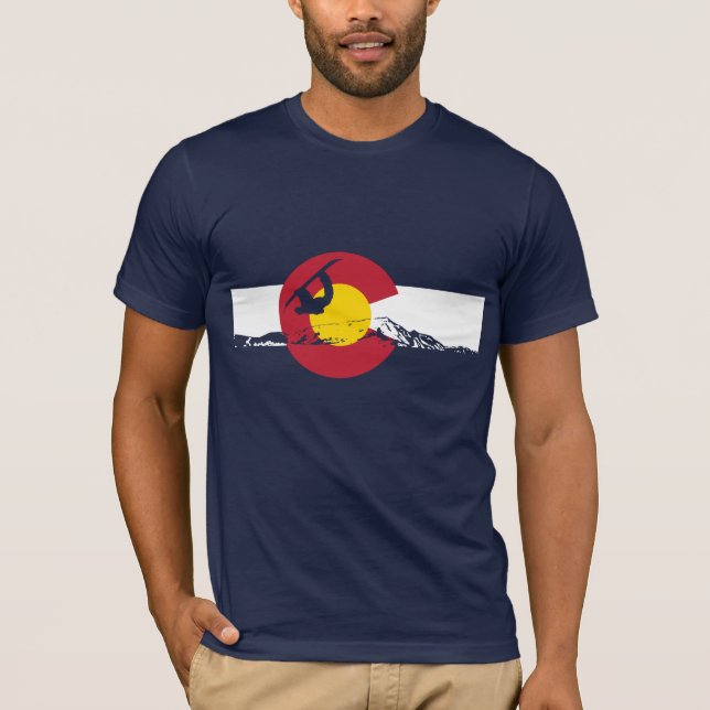 Colorado flaggaT-tröja - Snowboarder - Snowboard T Shirt (Framsida)