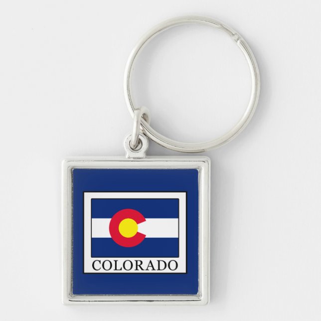 Colorado Fyrkantig Silverfärgad Nyckelring (Framsidan)
