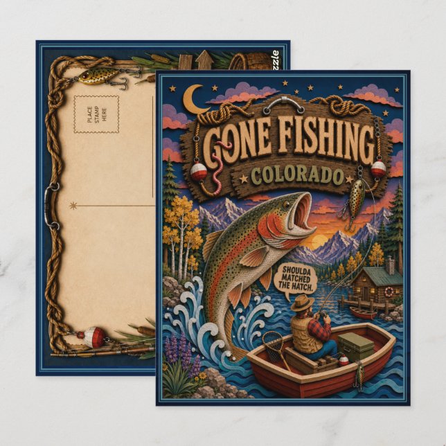 Colorado Gone Fishing Greenback Cutthroat Öring Vykort (Fram/baksida)