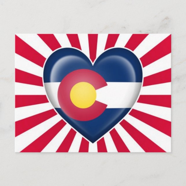 Colorado Heart Flagga med Star Burst Vykort (Framsida)