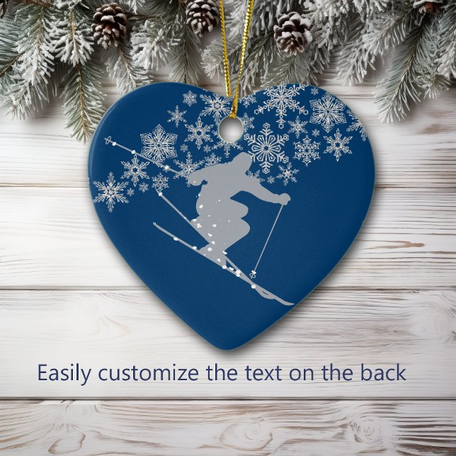 Colorado jul Snowflake Skier Julgransprydnad Keramik (Skapare uppladdad)