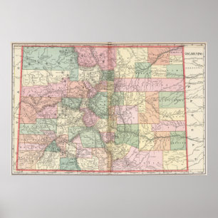 Colorado karta av Stad (1901) Poster
