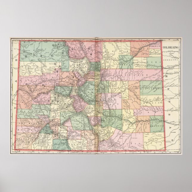 Colorado Karta of Cities (1901) Poster (Framsidan)