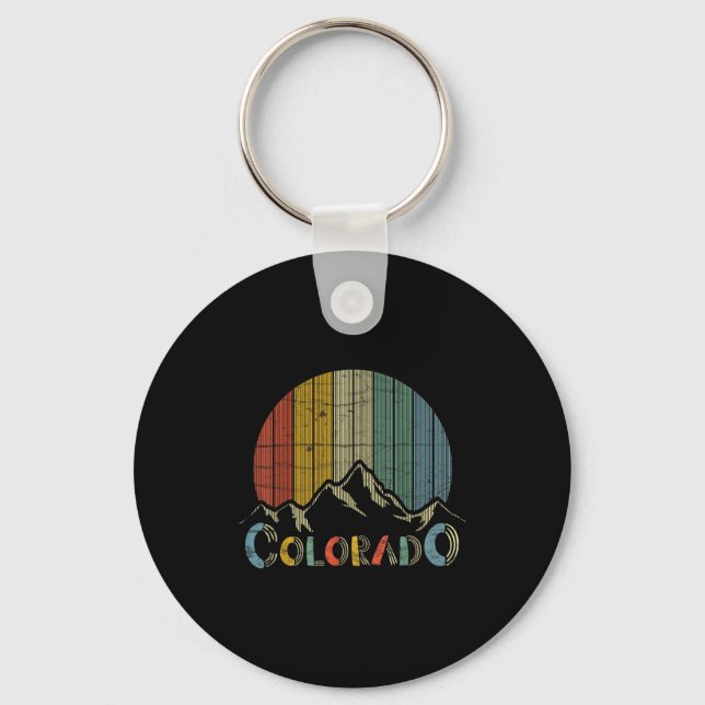Colorado Klippiga bergen retro skidåkning camping Nyckelring (Framsida)