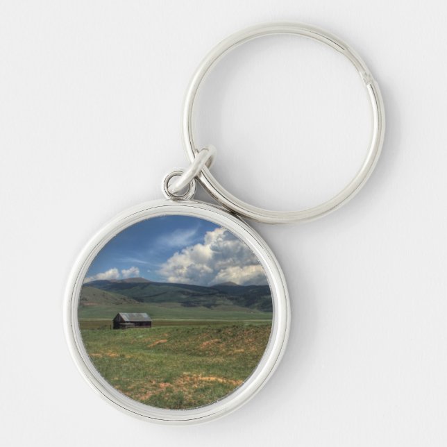 Colorado lantgård rund silverfärgad nyckelring (Framsidan)