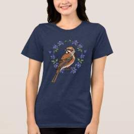 Colorado Lark Bunting Bird Surrounded By Columbine T Shirt