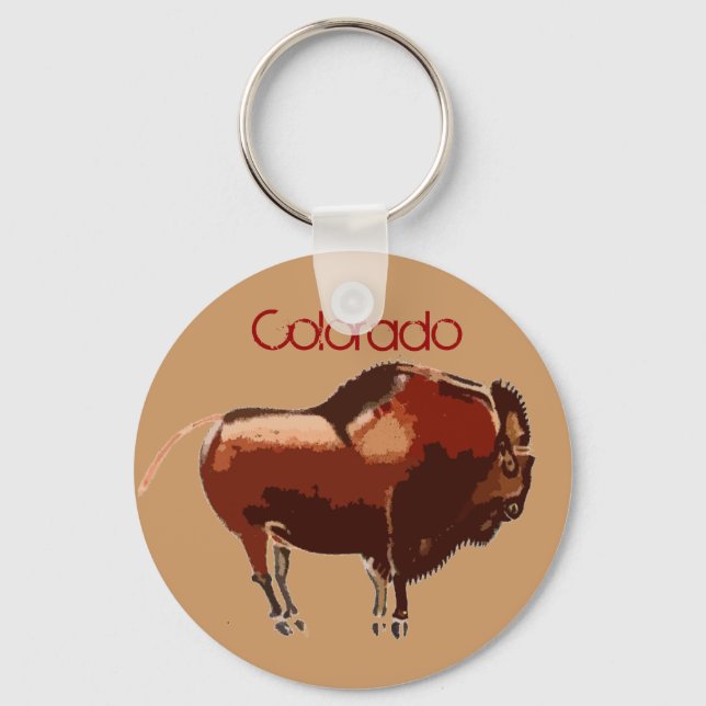 Colorado Målade Bison Nyckelring (Framsida)