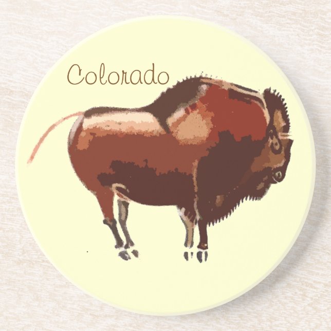Colorado Målade Bison Sandstens Coaster Underlägg (Framsidan)