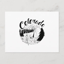Colorado Mountain Camper Bläck Illustration Vykort