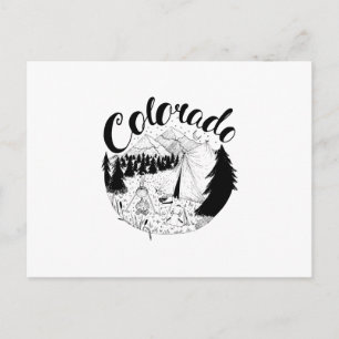 Colorado Mountain Camper Bläck Illustration Vykort