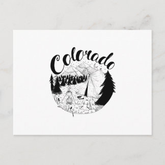Colorado Mountain Camper Bläck Illustration Vykort