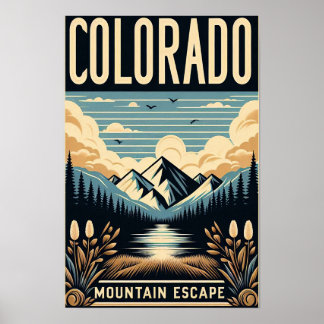 Colorado Mountain Escape Vintage Resemotiv Affisch