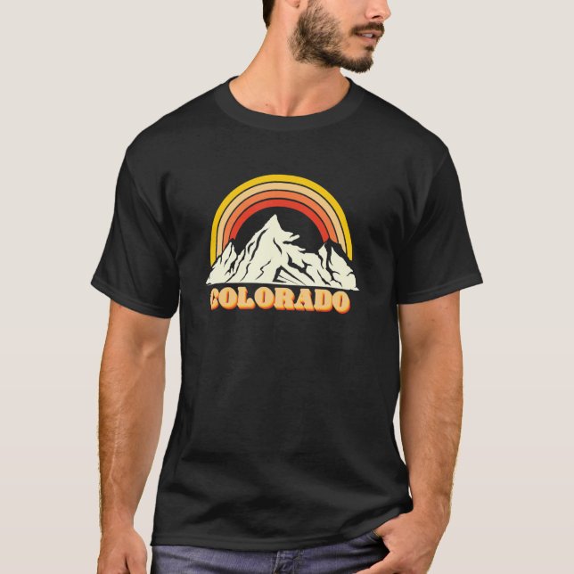 Colorado Mountain Retro Pride Vacation Travel Hike T Shirt (Framsida)