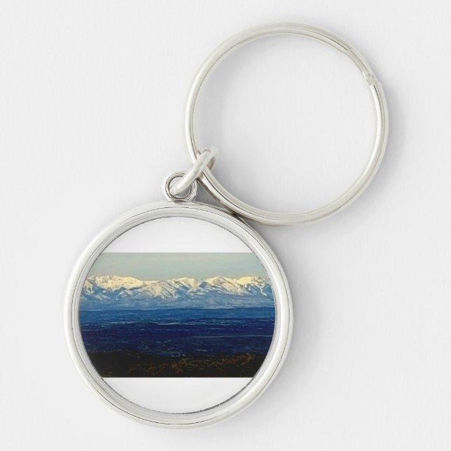 Colorado Mountain Rund Silverfärgad Nyckelring (Framsidan)