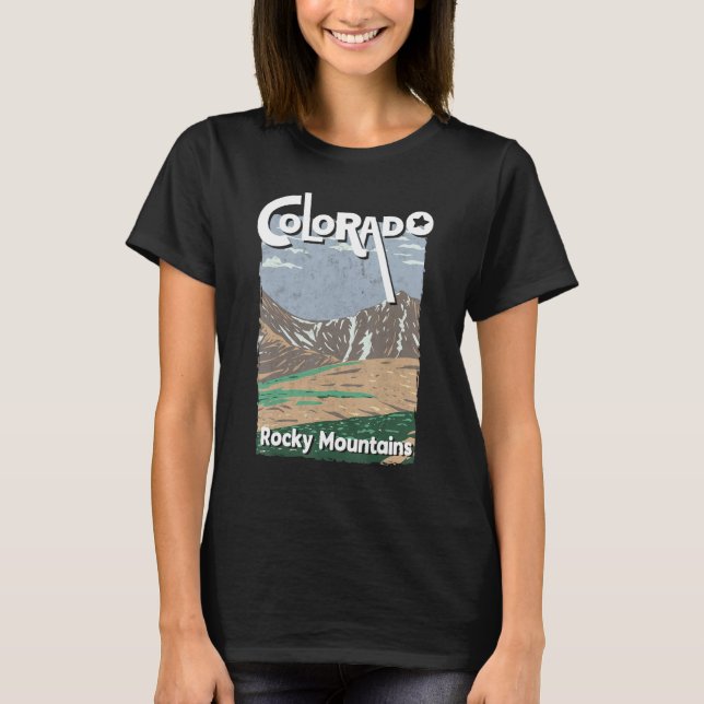 Colorado Mountain State Rocky mountains Skiing Hik T Shirt (Framsida)