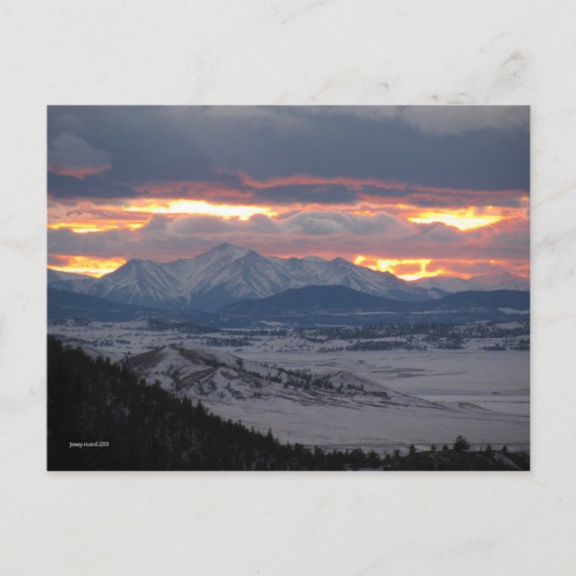 Colorado Mountain Sunset Postcard Vykort (Framsida)