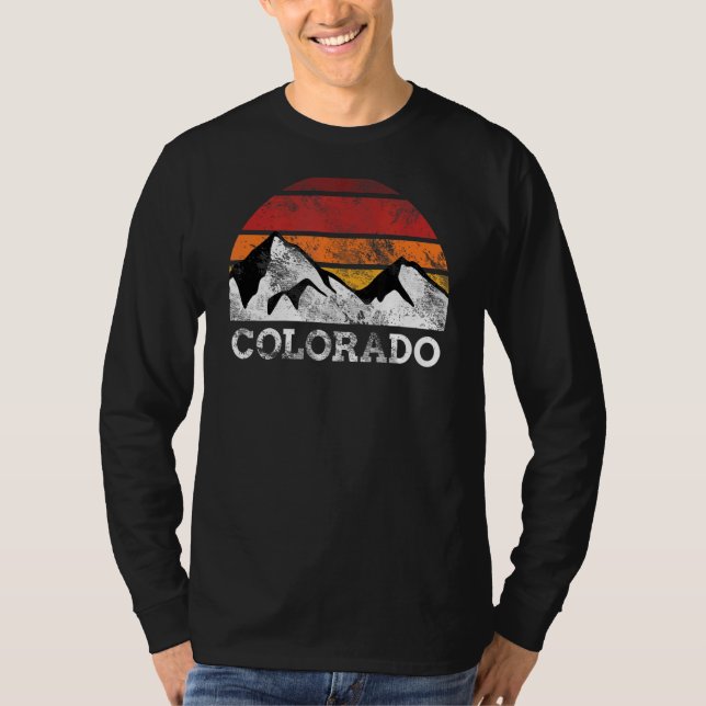 Colorado Mountain Sunset Retro look T Shirt (Framsida)