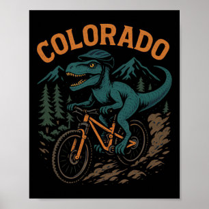 Colorado Mountainbike T-rex Dinosaur Roligt Cykelk Poster