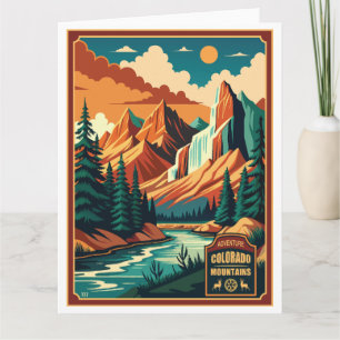 Colorado Mountains Retro Färg Kort