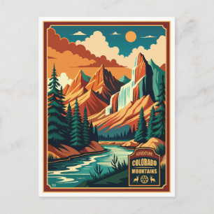Colorado Mountains Retro Färg Vykort