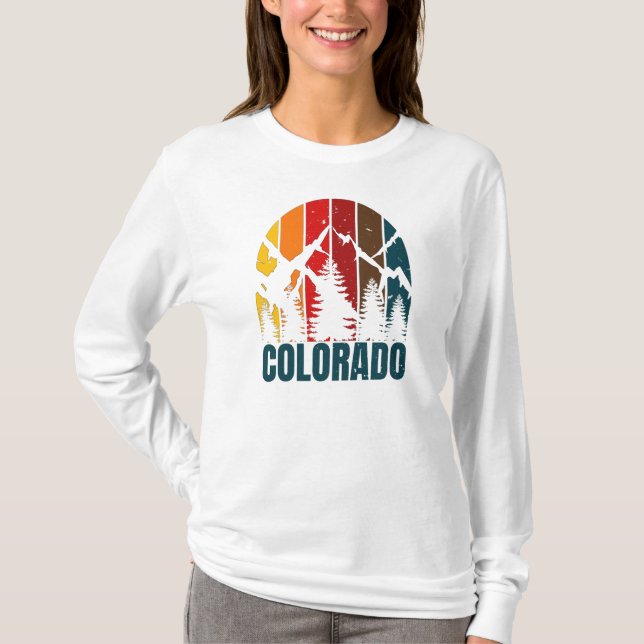 Colorado Mountains Retro T Shirt (Framsida)