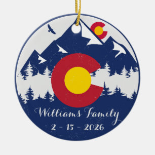 Colorado Mountains Vintage Co Flagga Souvenirs Julgransprydnad Keramik