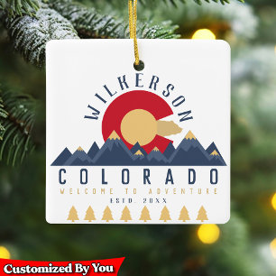 Colorado Mountains Vintage Co Flagga Souvenirs Julgransprydnad Keramik