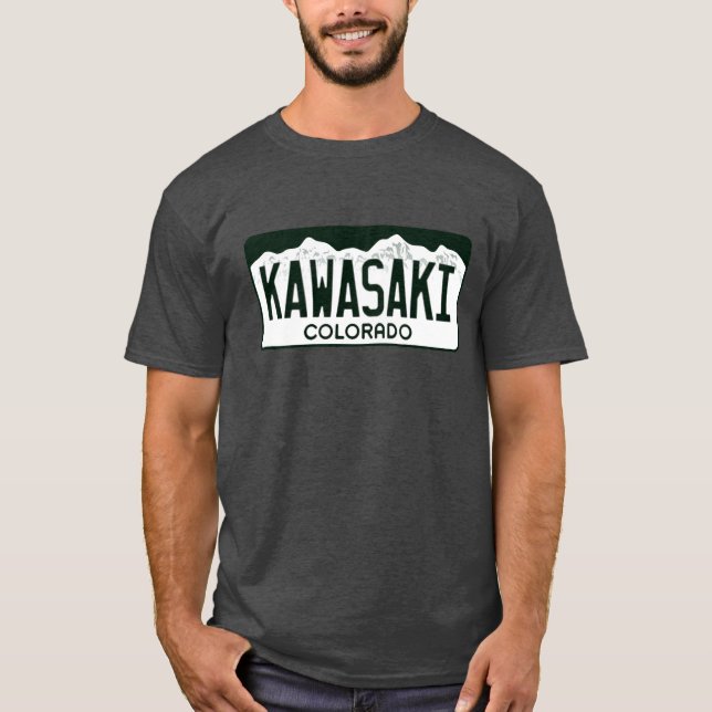 Colorado registreringsskylt: Kawasaki T Shirt (Framsida)