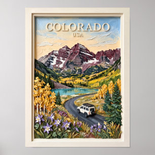 Colorado Road Trip Vintage Rocky Mountain Resa Poster