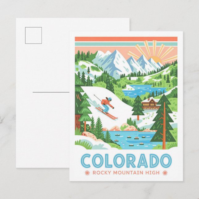Colorado Rocky Mountain High Summer Travel Vykort (Fram/baksida)