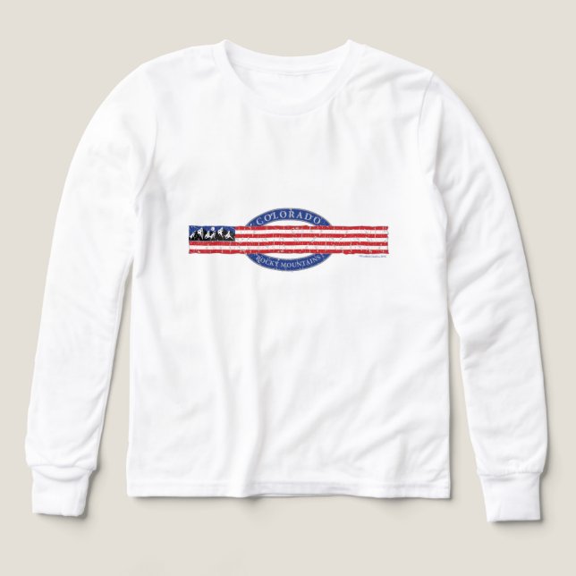 Colorado Rocky Mountain Skyline flagga Tee (Design framsida)