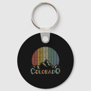 Colorado Rocky mountains Retro Tee Skiing Camping Nyckelring