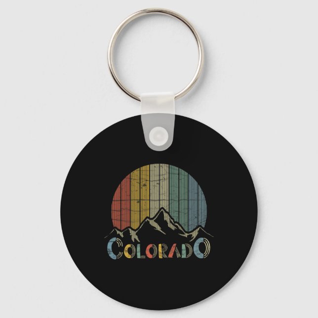 Colorado Rocky mountains Retro Tee Skiing Camping Nyckelring (Framsida)