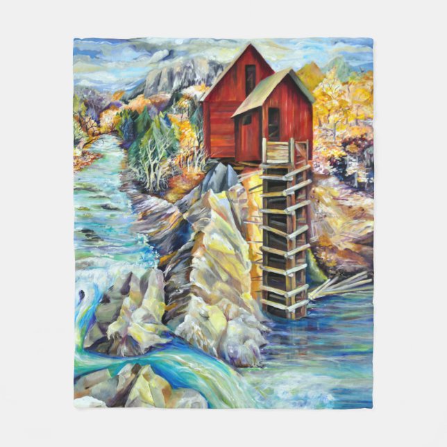 Colorado Rocky mountains River Crystal Mill Fleecefilt (Framsidan)