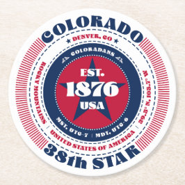 Colorado Rött vitt blått Typography Underlägg Papper Rund