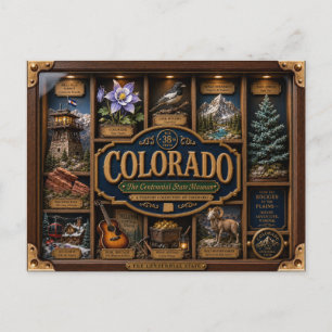 Colorado Shadow Box 3D Figurin Delstat Vykort
