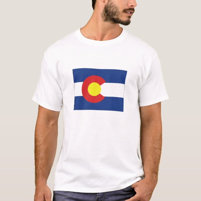 Colorado Silhouette Karta formad Statlig flagga T-shirt (Framsida)