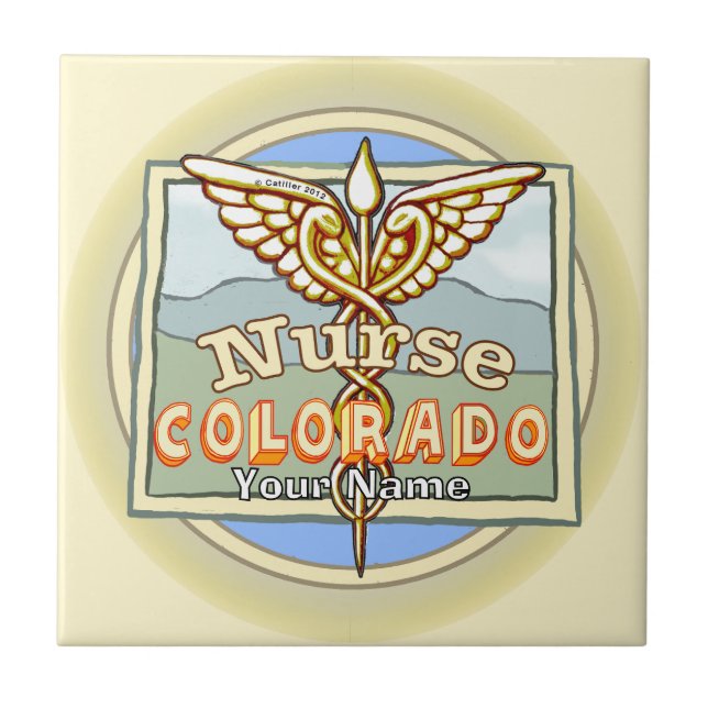 Colorado Sjuksköterska Caduceus  Kakelplatta (Framsidan)